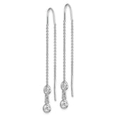 Sterling Silver Rhodium-plated CZ Threader Earrings